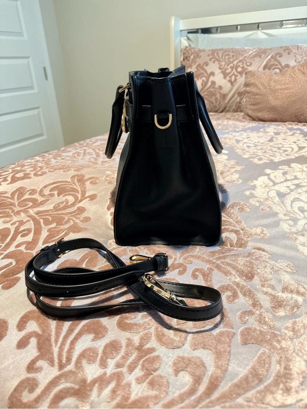 Michael Kors Black Hamilton Bag with Gold Hardware